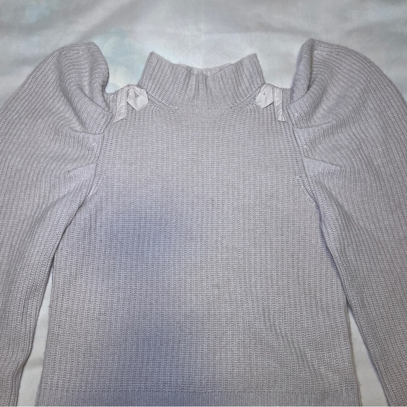 LoveShackFancy- Beige Potter Sweater Size S Cashmere Puff Sleeve Fall Fashion - Picture 5 of 11